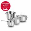 Cuocimania - Набор посуды 6 предметов (Кастрюля высокая 3,25 л, Кастрюля 2,3 л, Кастрюля 3,8 л, Ковш 1,1 л, Крышки 18 и 22 см), Barazzoni
