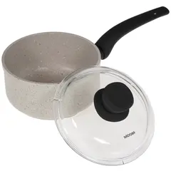 Ковш с антипригарным покрытием, с крышкой, 16 см/1,5л , NADOBA, серия MARMIA