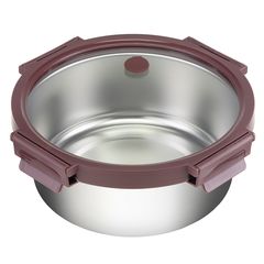 Ланч-бокс стальной со стеклянной крышкой, 1,5 л, сливовый, Smart Solutions