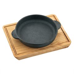 Сковорода чугунная на деревянной подставке 14.5*18*2.8 cм, P.L. Proff Cuisine