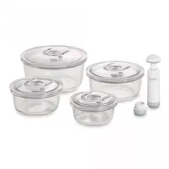 Набор из 4-х вакуумных контейнеров c насосом VacuBoxx R-set, стекло, тритан, CASO