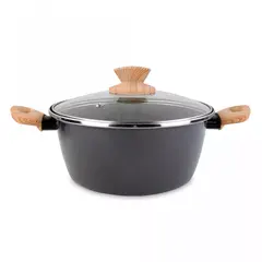 Кастрюля низкая с крышкой, 24 см, 4.4 л, сталь, стеклоэмаль, серия Eco Cooking, VITRINOR