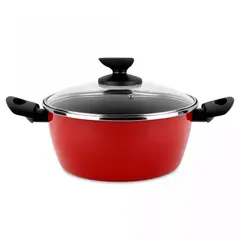 Кастрюля низкая с крышкой, 24 см, 2 л, сталь, стеклоэмаль, серия Poivre Rouge, VITRINOR
