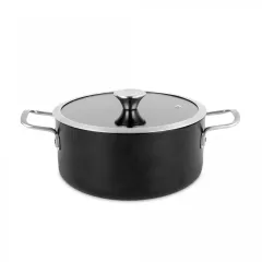 Кастрюля низкая с крышкой, 24 см, сталь, стеклоэмаль, серия Ares, VITRINOR