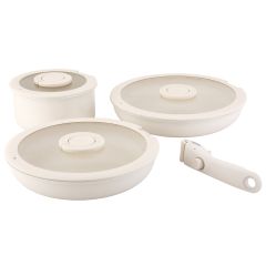 Набор посуды для приготовления со съемной ручкой Smart Ceramic, 7 предметов, цвета топленого молока, Smart Solutions