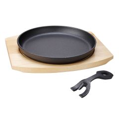 Сковорода чугунная порционная на деревянной подставке 22 см, P.L. Proff Cuisine