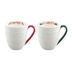 Набор из двух кружек Winter embroidery из коллекции New Year Essential, 410 мл, Tkano