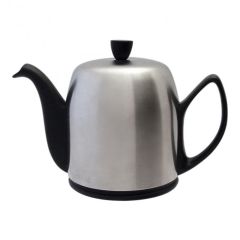 Чайник заварочный с ситечком на 8 чашек, SALAM Mat Black, цвет черный, нержавеющая сталь, фарфор, Guy Degrenne