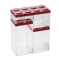 Набор из 4-х контейнеров квадратных 100/500/1000/1500 мл, цвет красный, серия Brickstore, OMADA