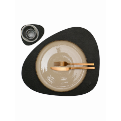 Набор из подстановочной салфетки фигурной 37x44 см  и подстаканника, цвет черный, VERO