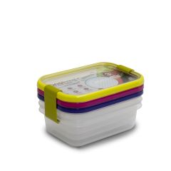 Набор из 3-х контейнеров прямоугольных разноцветных 400 мл, серия Sanaliving, OMADA