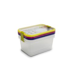 Набор из 3-х контейнеров прямоугольных разноцветных 1300 мл, серия Sanaliving, OMADA