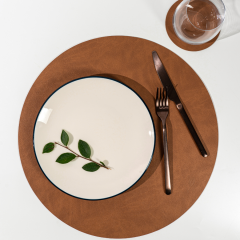 Подстановочная салфетка круг диаметр 38 см, цвет натуральный, VERO
