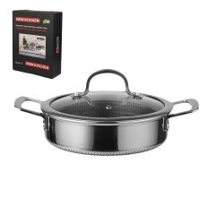 Кастрюля с крышкой 4 л, 26/23*15 см, серия New Kitchen Honeycombs, трехслойная сталь, P.L. Proff Cuisine
