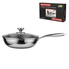 Сковорода-Вок с крышкой 3.3 л, 26/15*8 см, серия New Kitchen, трехслойная сталь, P.L. Proff Cuisine