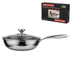 Сковорода-Вок с крышкой 4 л, 28/16.5см,  серия New Kitchen, трехслойная сталь, P.L. Proff Cuisine