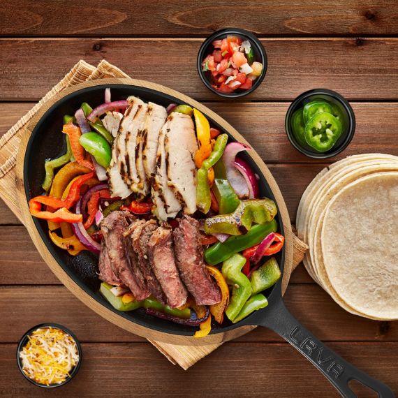 Сковорода овальная с ручкой, чугун, на деревянной подставке 17*23см, LAVA, изображение 2