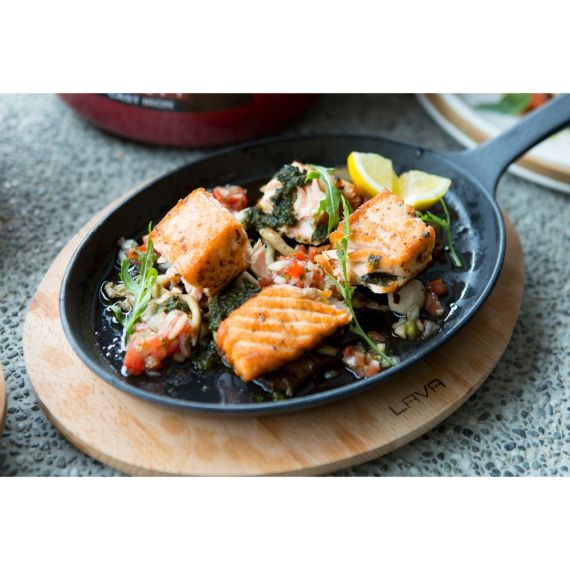 Сковорода овальная с ручкой, чугун, на деревянной подставке 17*23см, LAVA, изображение 4