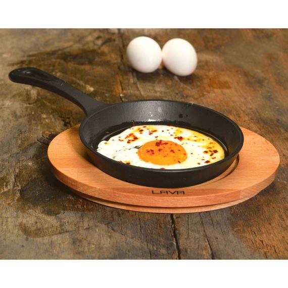 Сковорода круглая чугунная на деревянной подставке, 20 см, LAVA, изображение 3