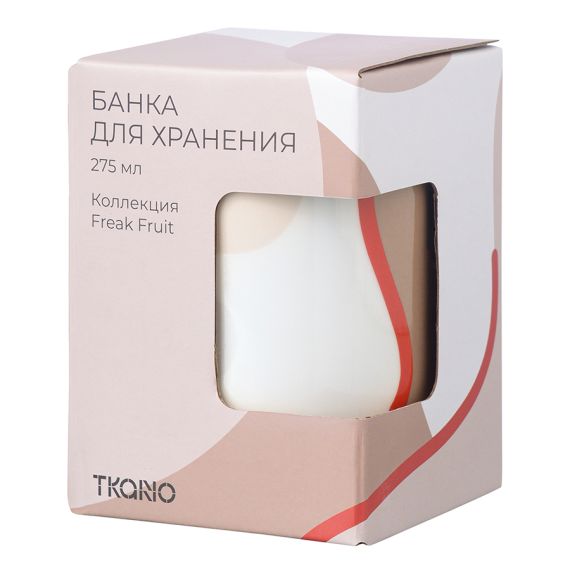 Банка для хранения бежевого цвета с авторским принтом из коллекции Freak Fruit, 275мл, Tkano, изображение 5