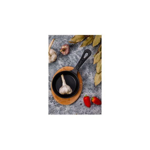 Сковорода круглая чугунная на деревянной подставке, 12 см, LAVA, изображение 7