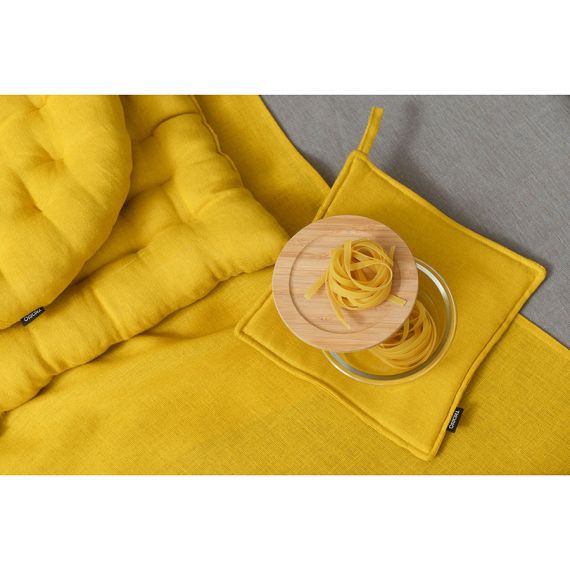 Дорожка на стол из стираного льна горчичного цвета из коллекции Essential, 45х150 см, Tkano, изображение 6