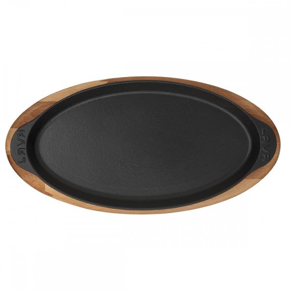 Сковорода овальная чугунная для рыбы на деревянной подставке, 15*29 см, LAVA, изображение 2