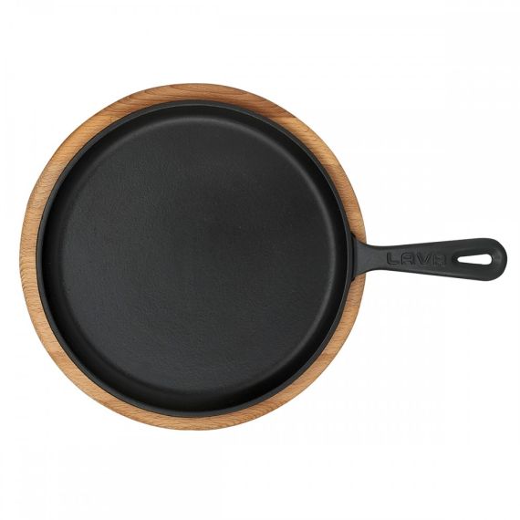 Сковорода круглая чугунная на деревянной подставке, 26 см, LAVA, изображение 2