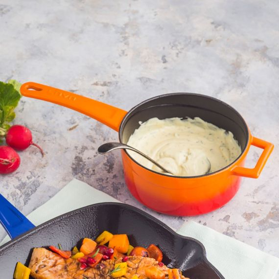 Сотейник чугунный эмалированный красный со стеклянной крышкой, 16 см, LAVA, изображение 6