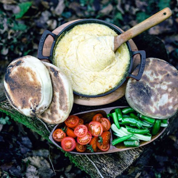 Сковорода круглая чугунная с 2-мя ручками на деревянной подставке, 20 см, LAVA, изображение 4