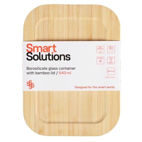 Контейнер для запекания и хранения  с крышкой из бамбука, 640 мл, Smart Solutions, изображение 7