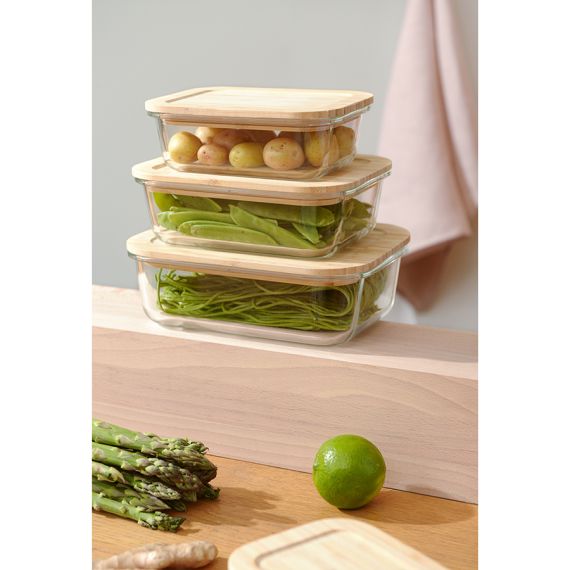 Контейнер для запекания и хранения  с крышкой из бамбука, 1050 мл, Smart Solutions, изображение 2