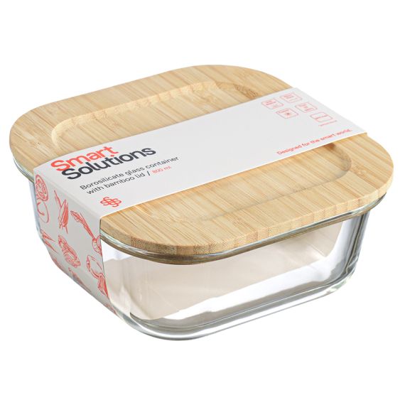 Контейнер для запекания и хранения  с крышкой из бамбука, 800 мл, Smart Solutions, изображение 4