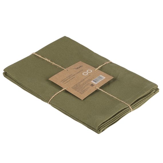 Набор из двух салфеток сервировочных из хлопка оливкового цвета из коллекции Essential, 45х45 см, Tkano, изображение 4