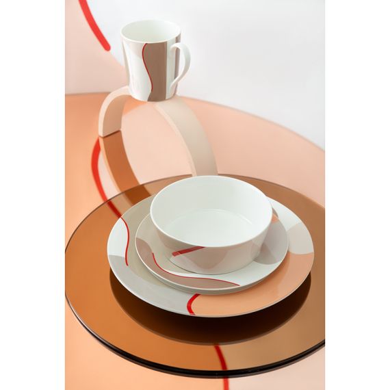 Набор из двух тарелок бежевого цвета с авторским принтом из коллекции Freak Fruit, 27см, Tkano, изображение 6