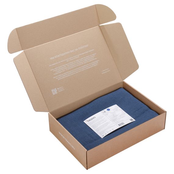 Скатерть из стираного льна синего цвета из коллекции Essential, 170х170 см, Tkano, изображение 3