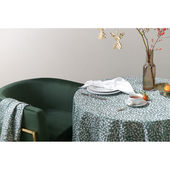 Скатерть из хлопка зеленого цвета с рисунком Спелая смородина, Scandinavian touch, 180х260см, Tkano, изображение 2