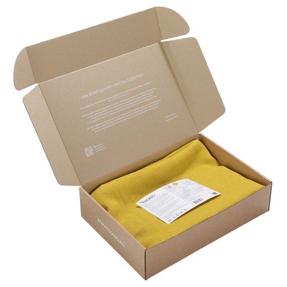 Скатерть из стираного льна горчичного цвета из коллекции Essential, 150х250 см, Tkano, изображение 3