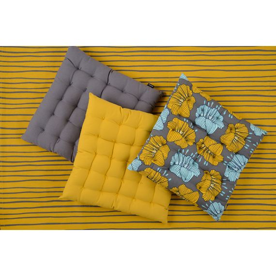 Скатерть из хлопка горчичного цвета с принтом Полоски из коллекции Prairie, 170х170 см, Tkano, изображение 5