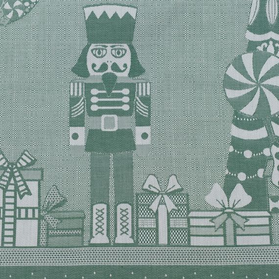 Скатерть из хлопка зеленого цвета с рисунком Щелкунчик из коллекции New Year Essential, 180х180см, Tkano, изображение 5