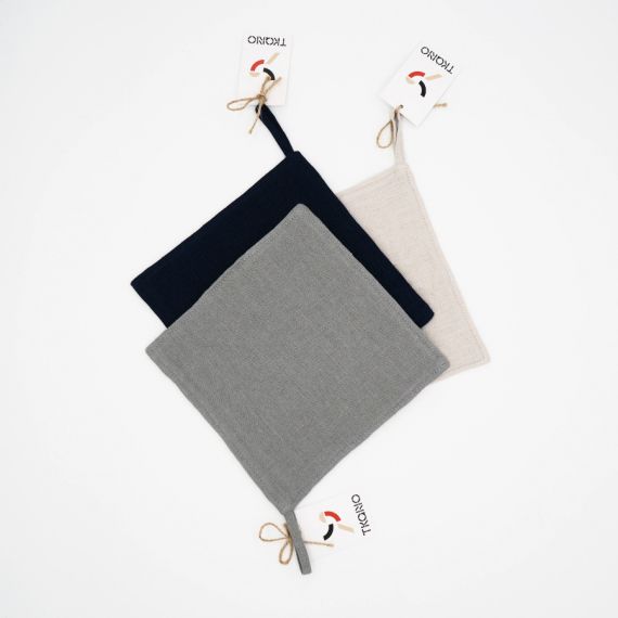 Прихватка из умягченного льна темно-синего цвета Essential, 22х22 см, Tkano, изображение 2