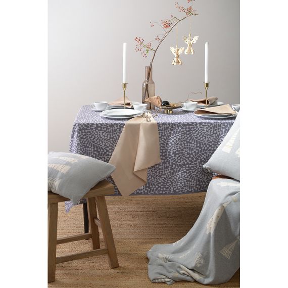 Скатерть из хлопка фиолетово-серого цвета с рисунком Спелая смородина, Scandinavian touch, 180х180см, Tkano, изображение 2