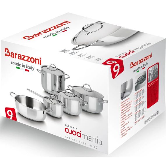 Cuocimania - Набор посуды 9 предметов (Кастрюля высокая 4,6 л, Кастрюля 2,3 л, Кастрюля 3,8 л, Сотейник 2,6 л, Ковш 1,1 л, Крышки 14, 18, 20 и 22 см), Barazzoni, изображение 5