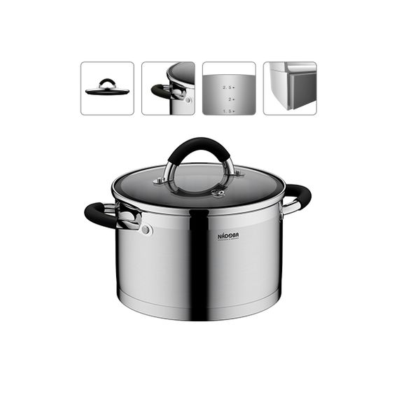 Кастрюля со стеклянной крышкой, 20 см/3,2 л, NADOBA, серия OLINA