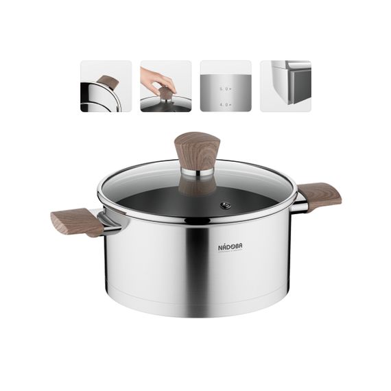 Кастрюля со стеклянной крышкой, 20 см/3.2 л, NADOBA, серия LUDVA