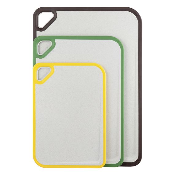 Доска разделочная из пшеничного волокна Homi, 29х20 см, светло-серая с желтым кантом, Smart Solutions, изображение 7