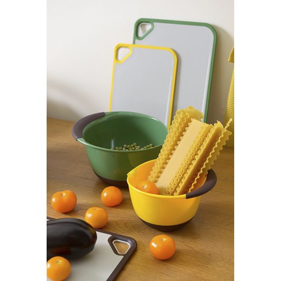 Доска разделочная из пшеничного волокна Homi, 29х20 см, светло-серая с желтым кантом, Smart Solutions, изображение 2