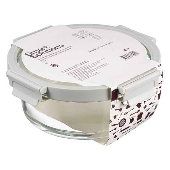 Контейнер для запекания и хранения круглый с крышкой, 1,3 л, светло-серый, Smart Solutions, изображение 9