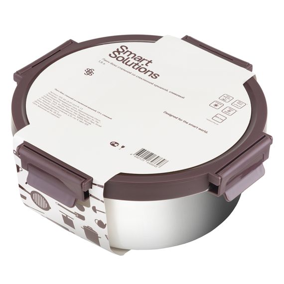 Ланч-бокс стальной со стеклянной крышкой, 1,5 л, сливовый, Smart Solutions, изображение 5