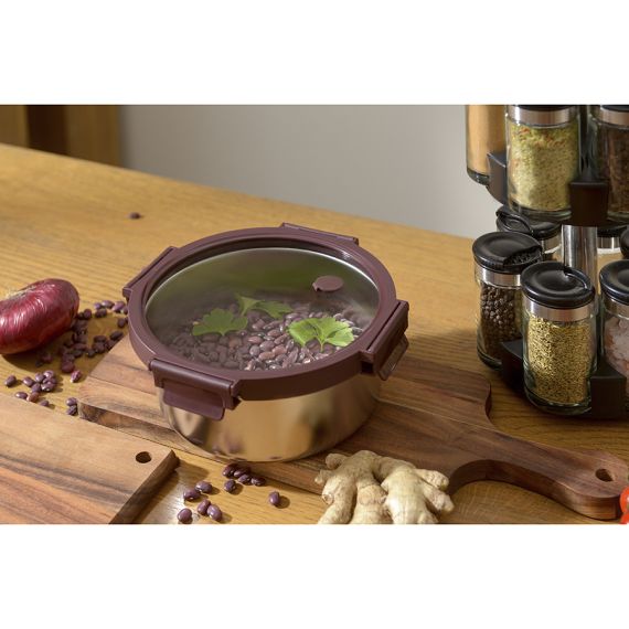 Ланч-бокс стальной со стеклянной крышкой, 1,5 л, сливовый, Smart Solutions, изображение 2